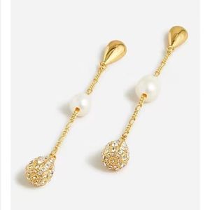 NWT J Crew Pearl and Pave Crystal Waterfall Earrings
